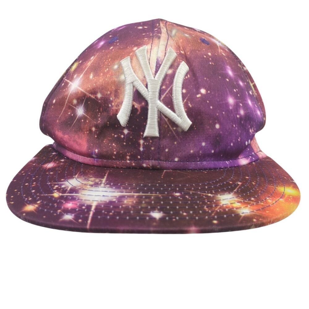 New York Yankees Hat Zephyr Snapback Men's Adjustable Galaxy Print Purple Stars